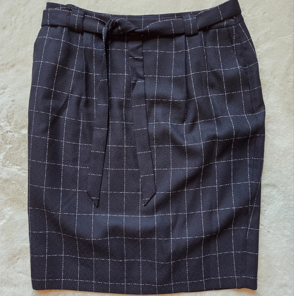 Calvin Klein Navy Checkered Pencil Skirt Size 18W